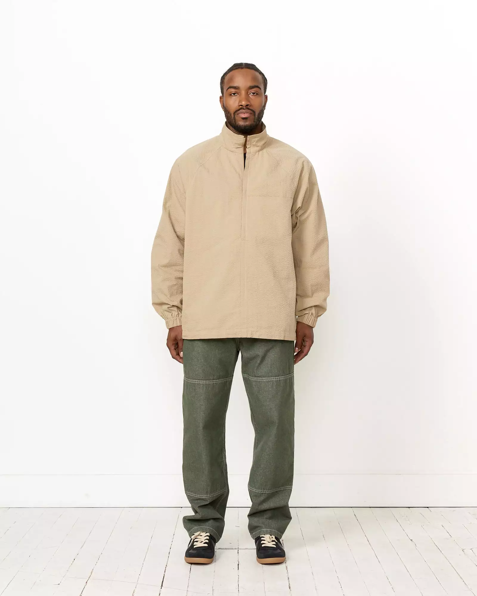 Half Zip Track Jacket in Sand