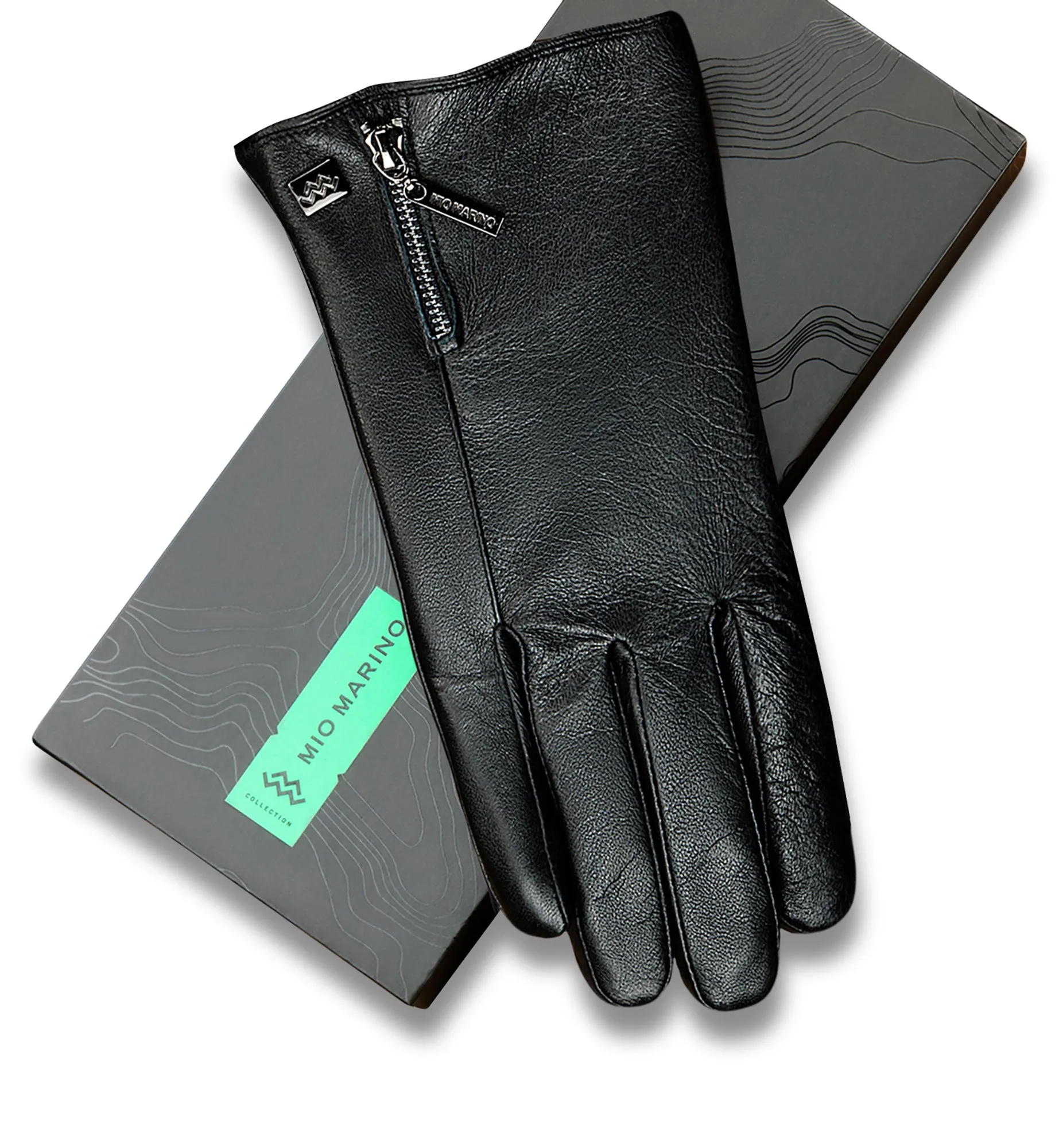 Half Zipper Real Leather Gloves