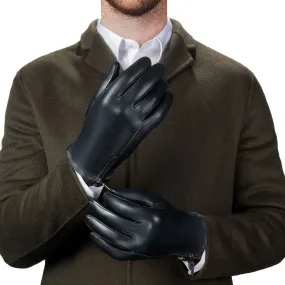 Half Zipper Real Leather Gloves