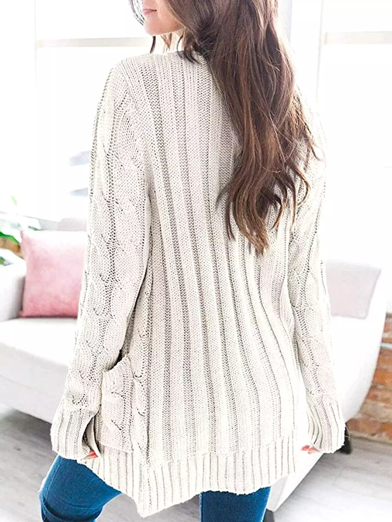 Haute Edition Women's Cable Knit Button Up Sweater Cardigan