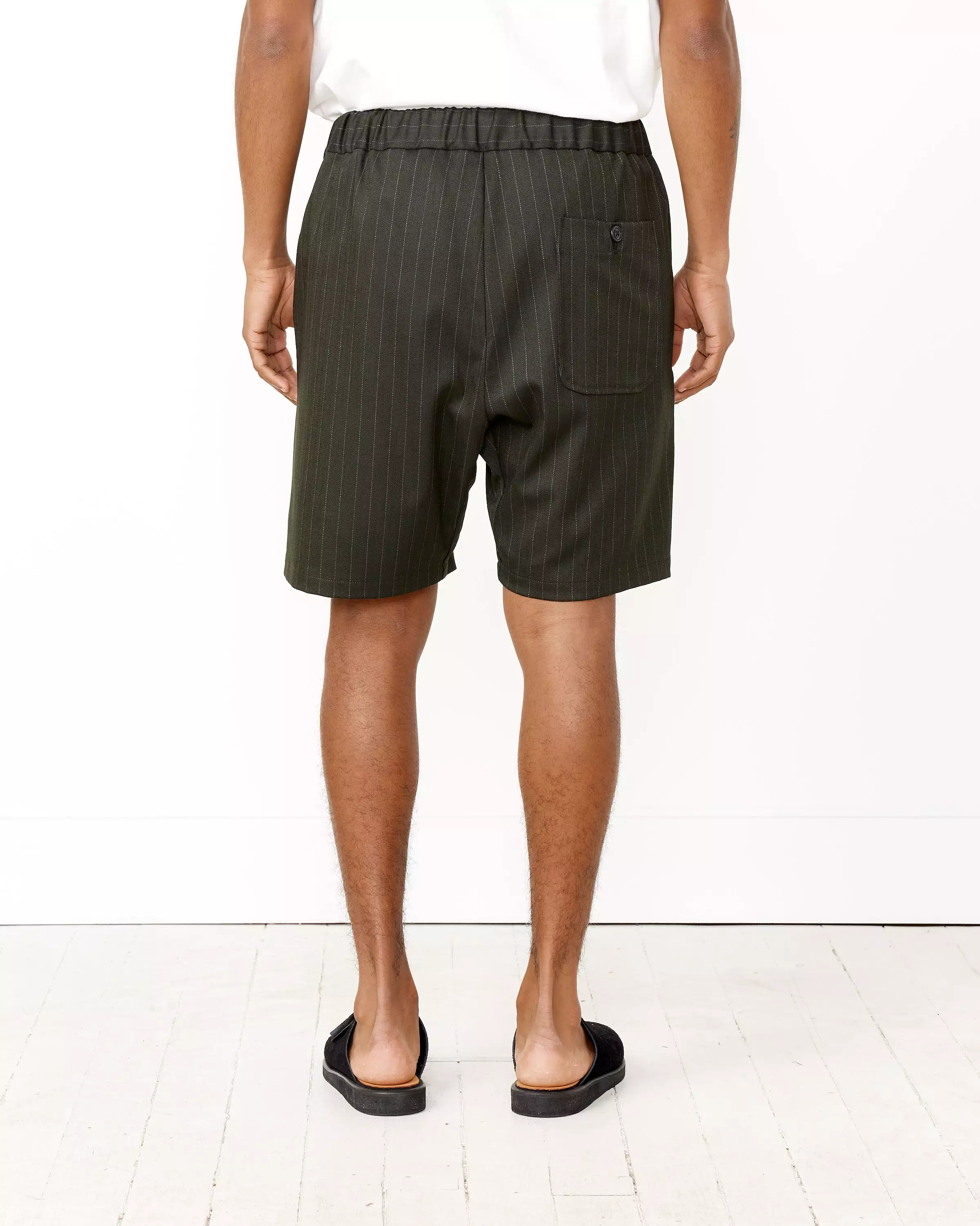 Herringbone Chalk Stripe Yoyogi Short in Charcoal