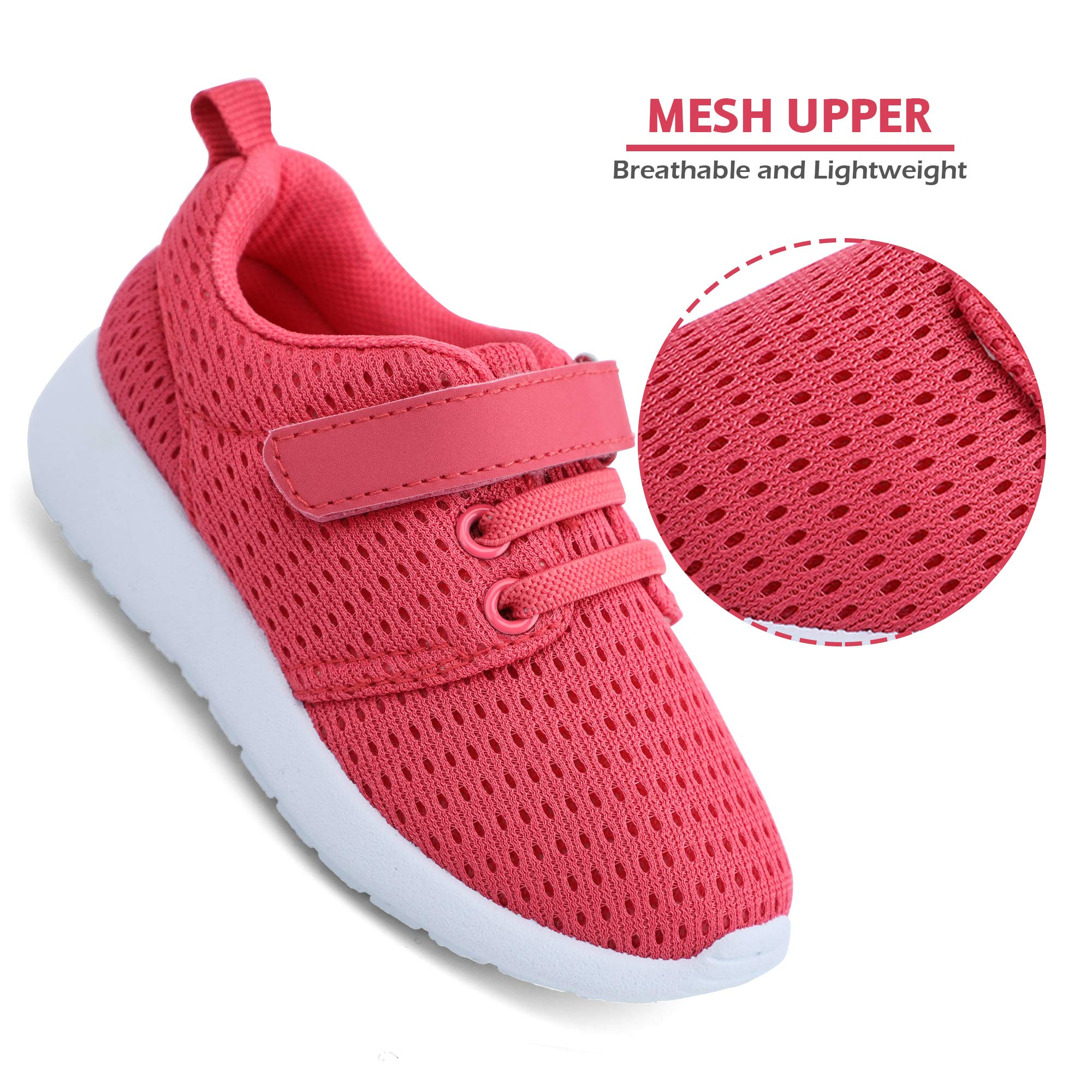 Hiitave Toddler Shoes Girls Lightweight Breathable Sneakers Washable Strap Athletic Tennis Shoes for Running Walking