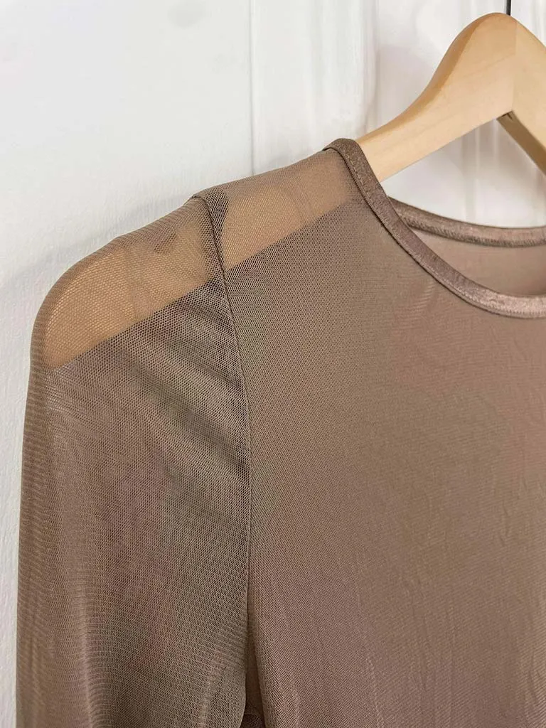 I.D Mesh Layering Top - Mocha