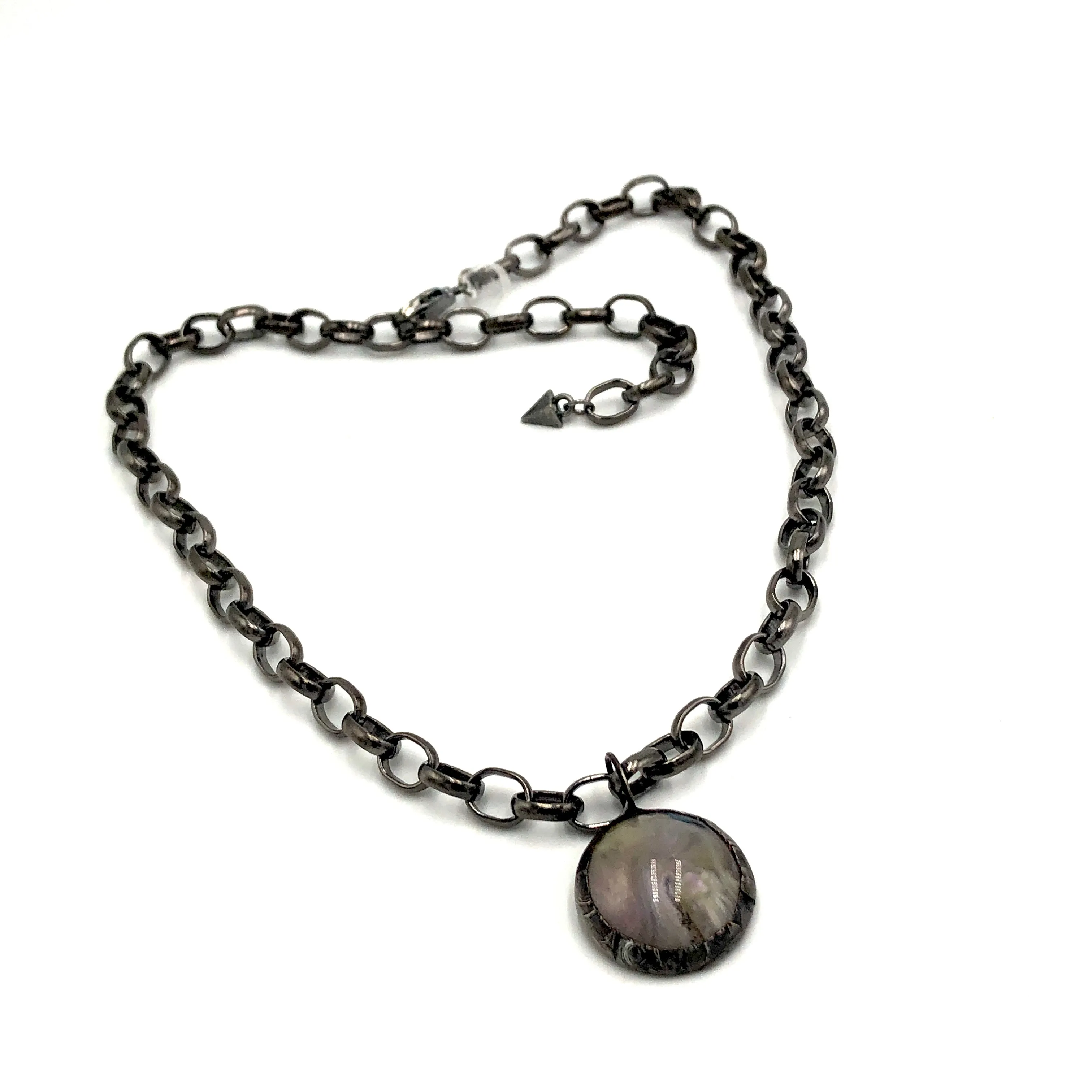 Jade Grey Gemz Coin & Paperclip Layering Necklace