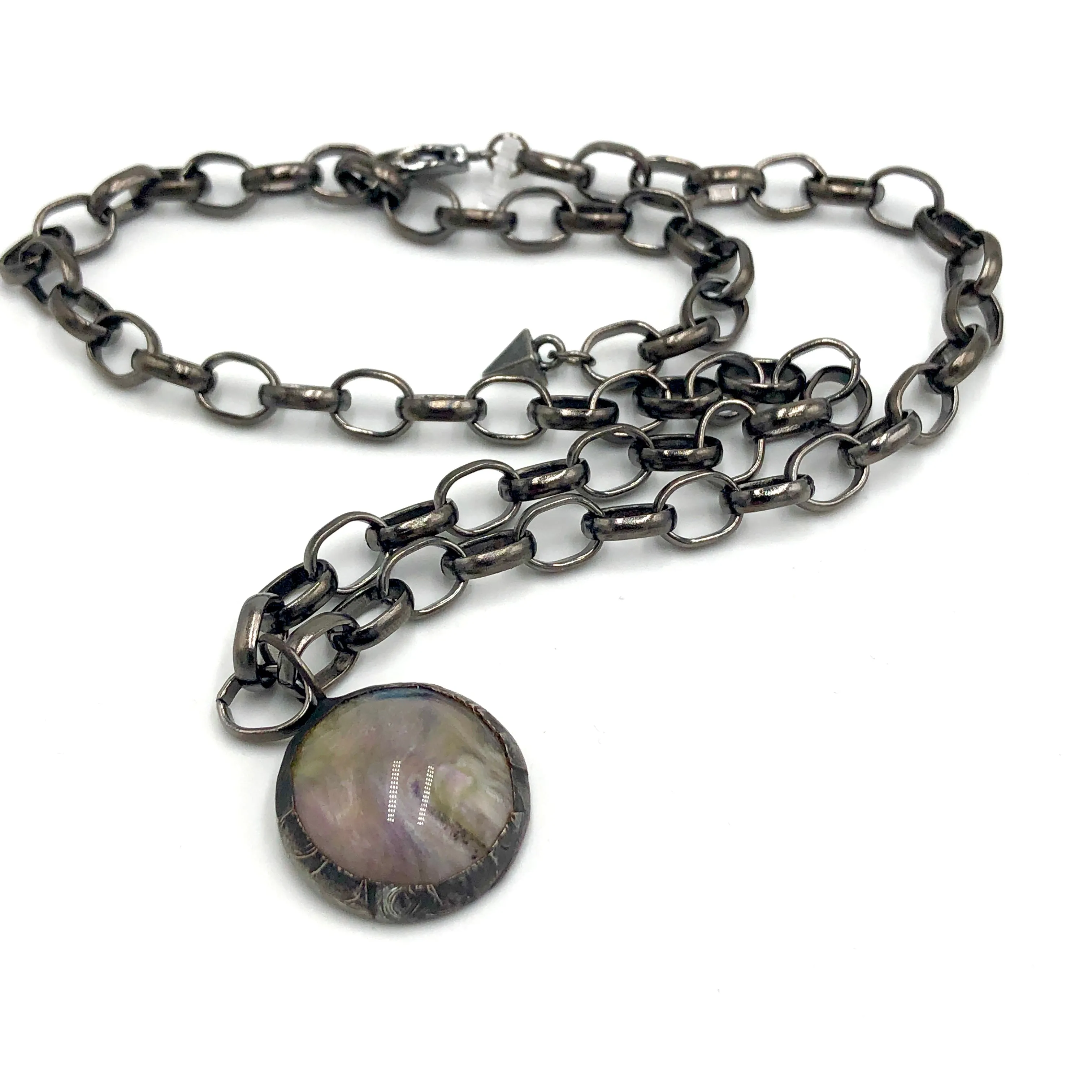 Jade Grey Gemz Coin & Paperclip Layering Necklace