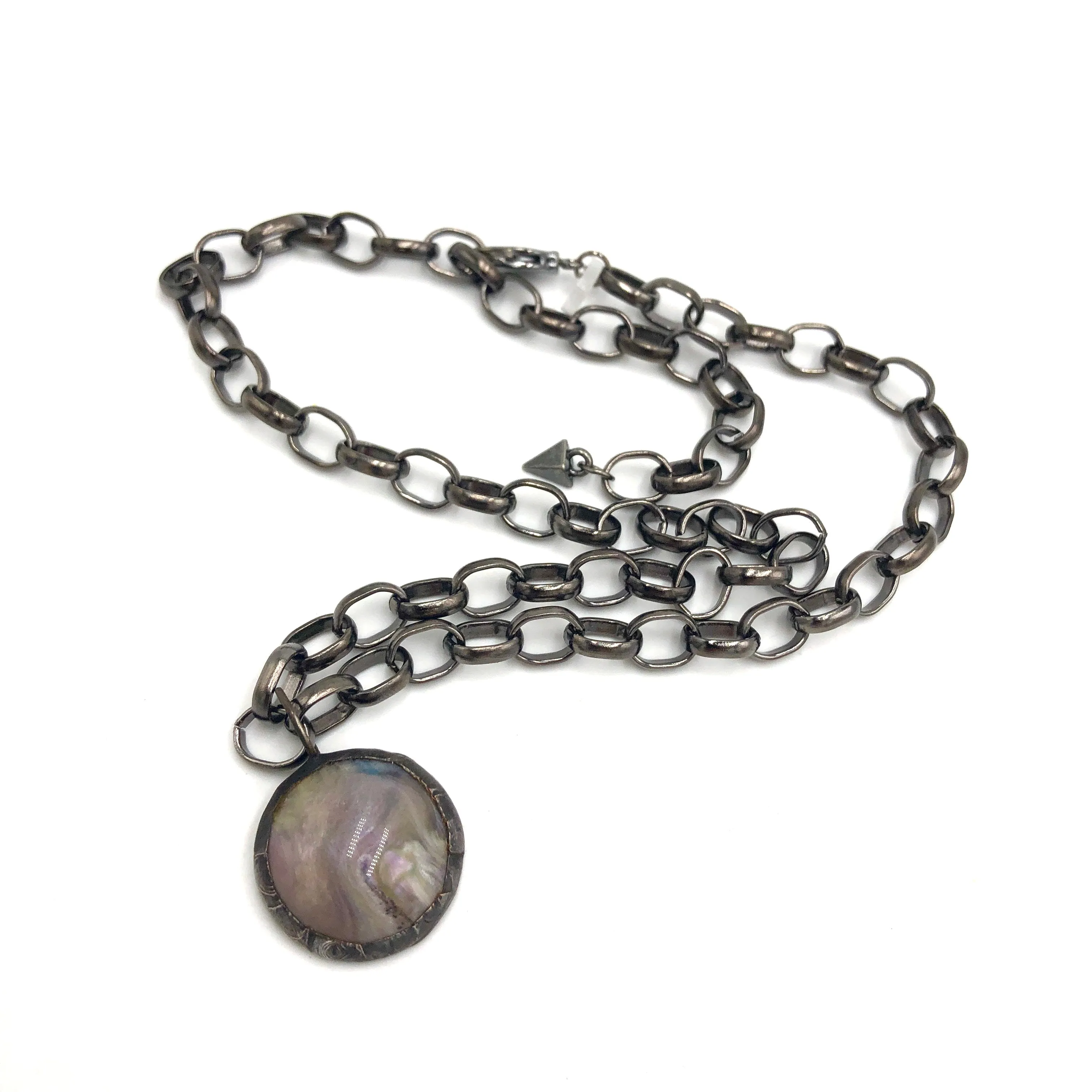 Jade Grey Gemz Coin & Paperclip Layering Necklace