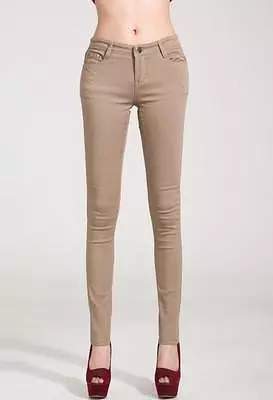 Khaki Women Skinny Jeans