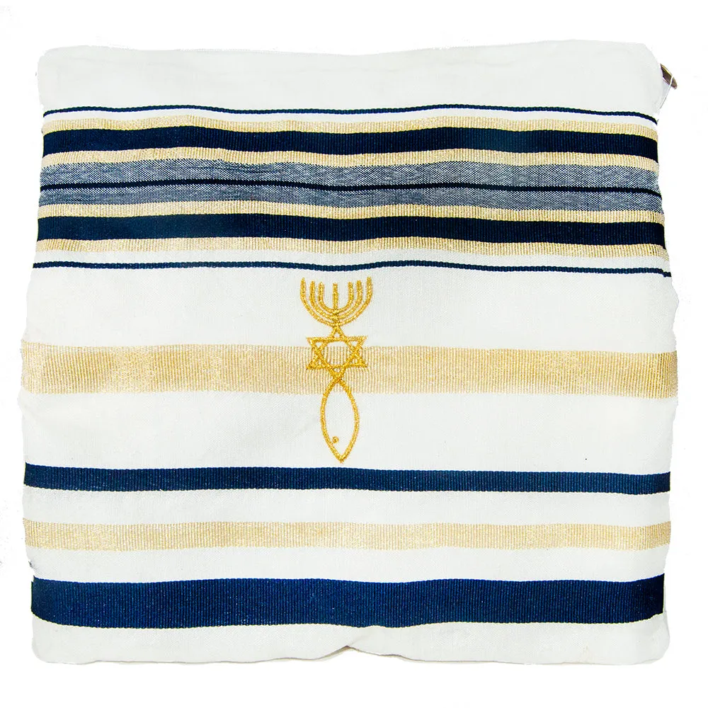 Kosher Tallit Prayer Shawl Talit Blue and Gold Stripes with Talis Bag 63 x 43