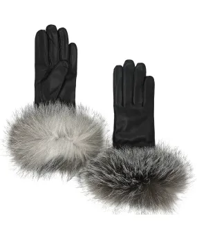 Leather Gloves w/ Fox Fur Cuffs