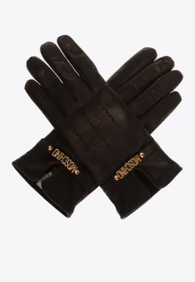 Logo Plaque Leather Gloves