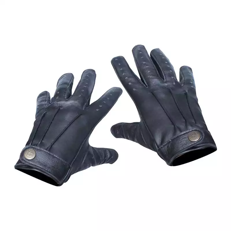 Men's Bond Black Leather Gloves with Adjustable Wrist 