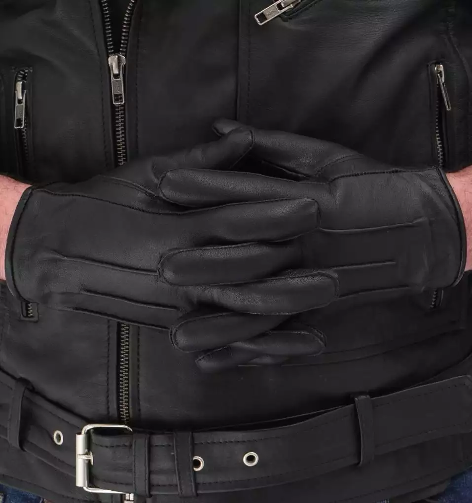 Mens Black Leather Gloves - Genuine Lambskin Leather