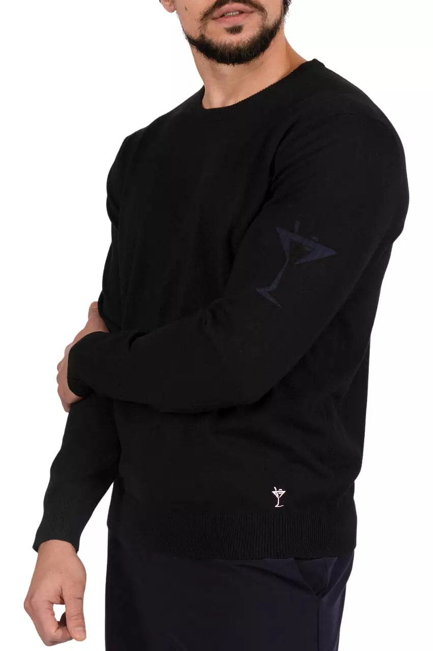 Men's Black Martini Crewneck Sweater