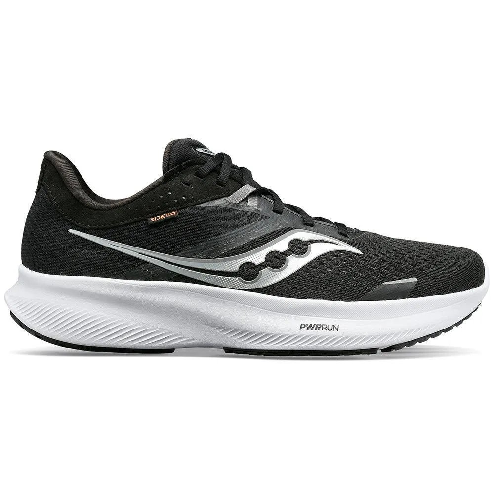 Men's Saucony Ride 16, Black/White, 10.5 2E Wide