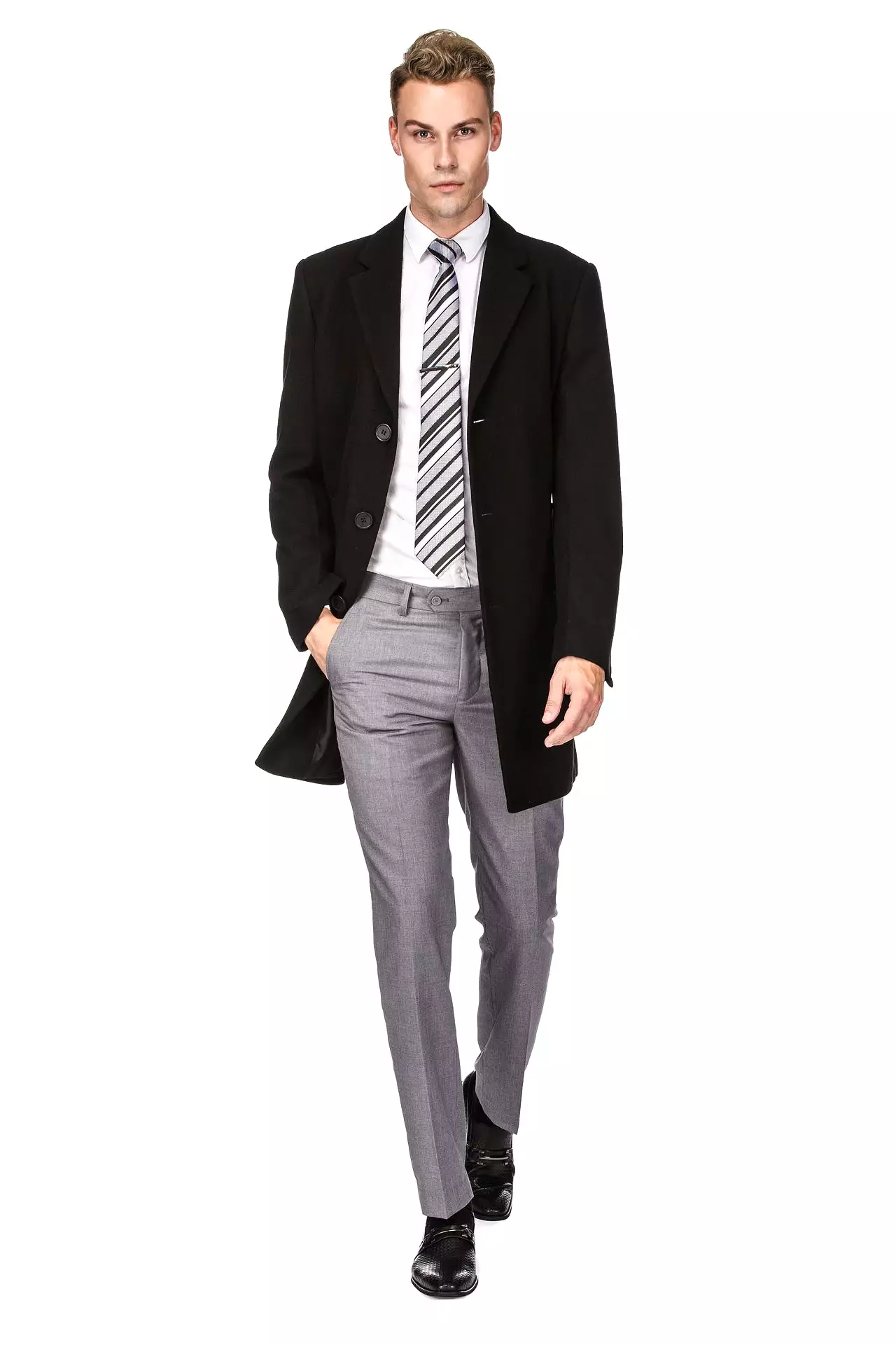 Men's Tailored Wool Blend Notch Collar Wool Blend Walker Car Coat Jacket