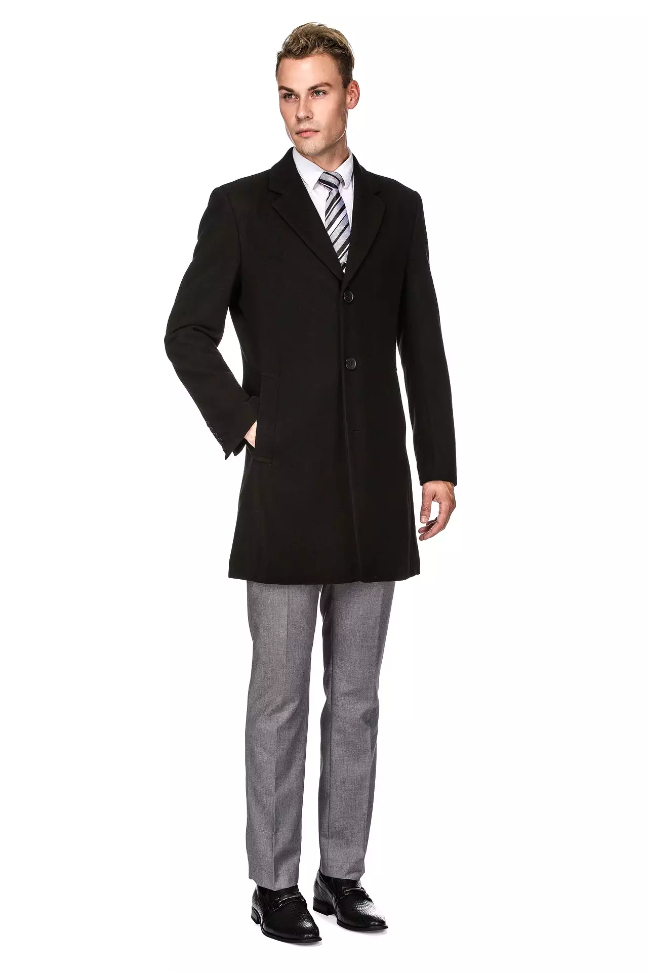 Men's Tailored Wool Blend Notch Collar Wool Blend Walker Car Coat Jacket