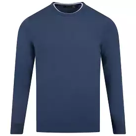 Merino Wool Blended Tailored Fit Crewneck Sweater Slate - AW23