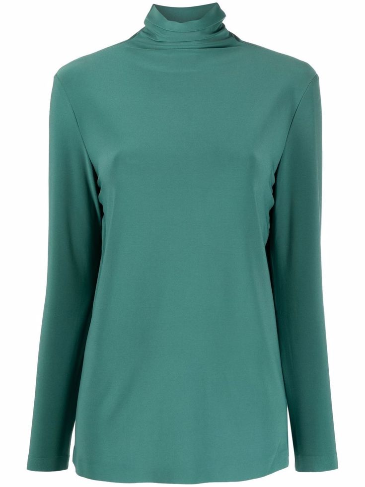 Norma Kamali Women's Long Sleeve Turtleneck Top - GREEN