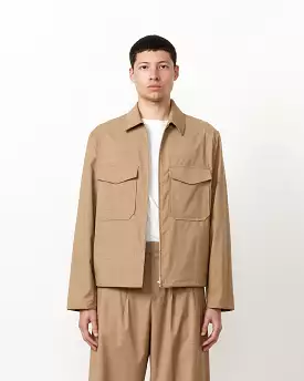 Nylon Wool Overshirt in Camel