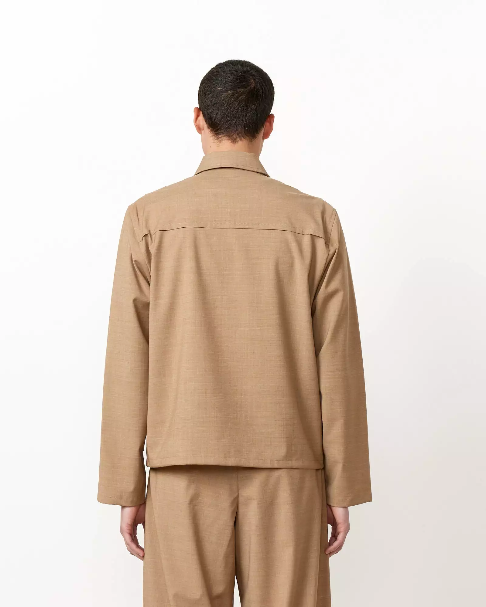 Nylon Wool Overshirt in Camel