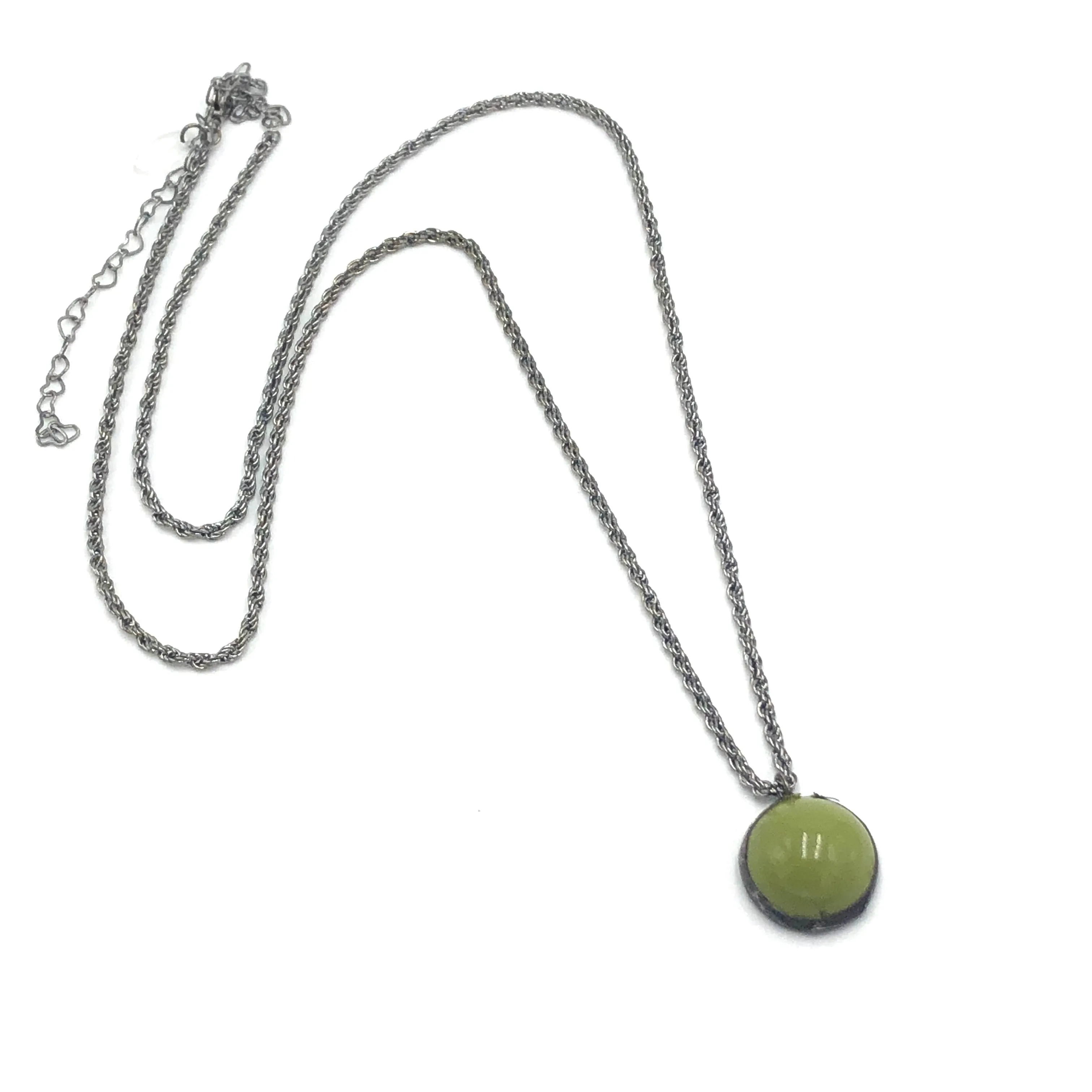 Olive Green & Gun Metal Layering Necklace - Long