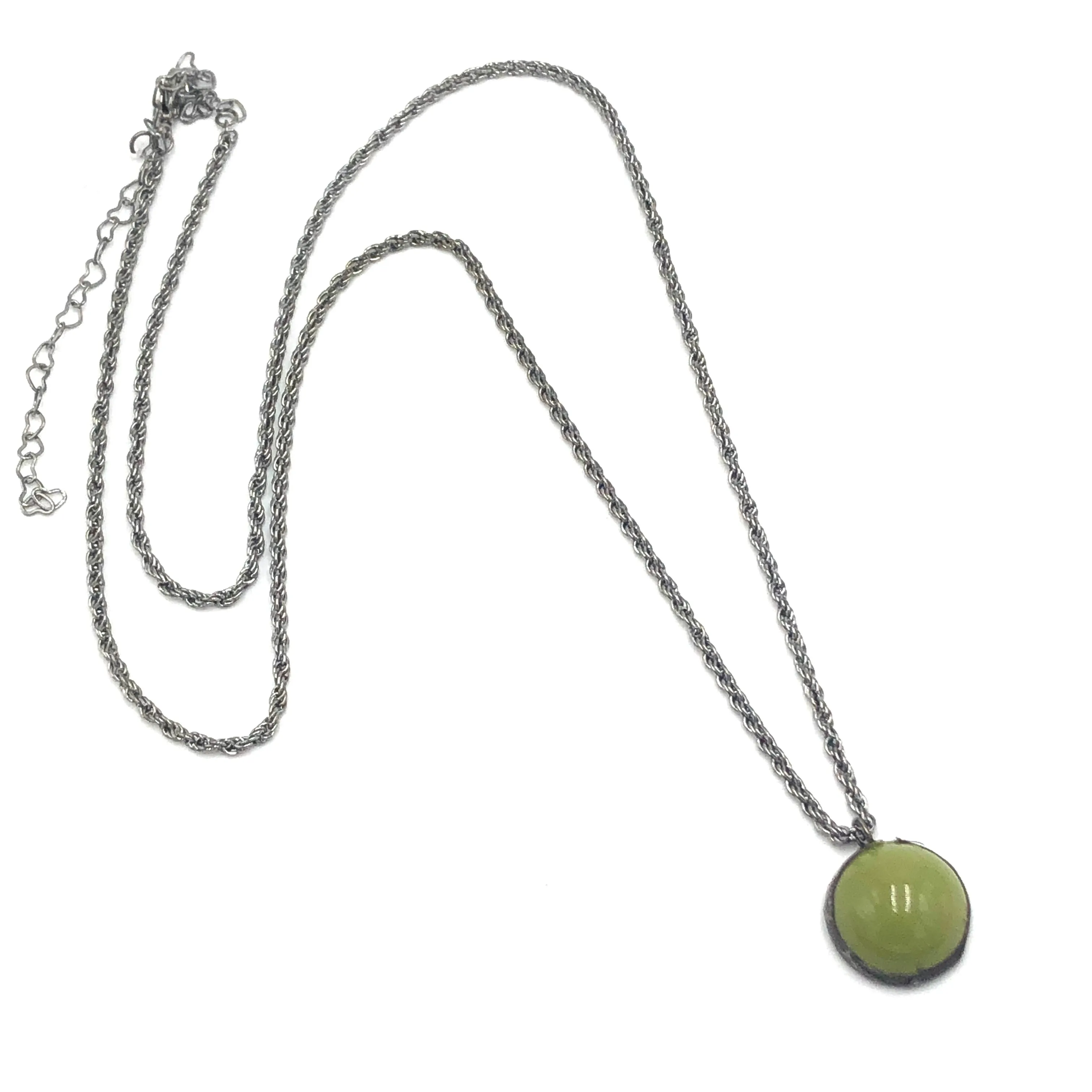 Olive Green & Gun Metal Layering Necklace - Long