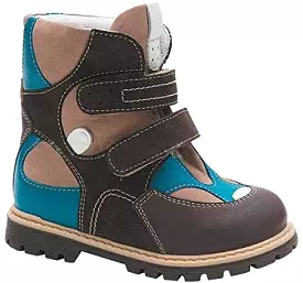 Orthopedic Boots Autumn Winter Outdoor Shoes High Top Two Fasteners Baby Toddler Kids Boys Girls Brown/Turquoise