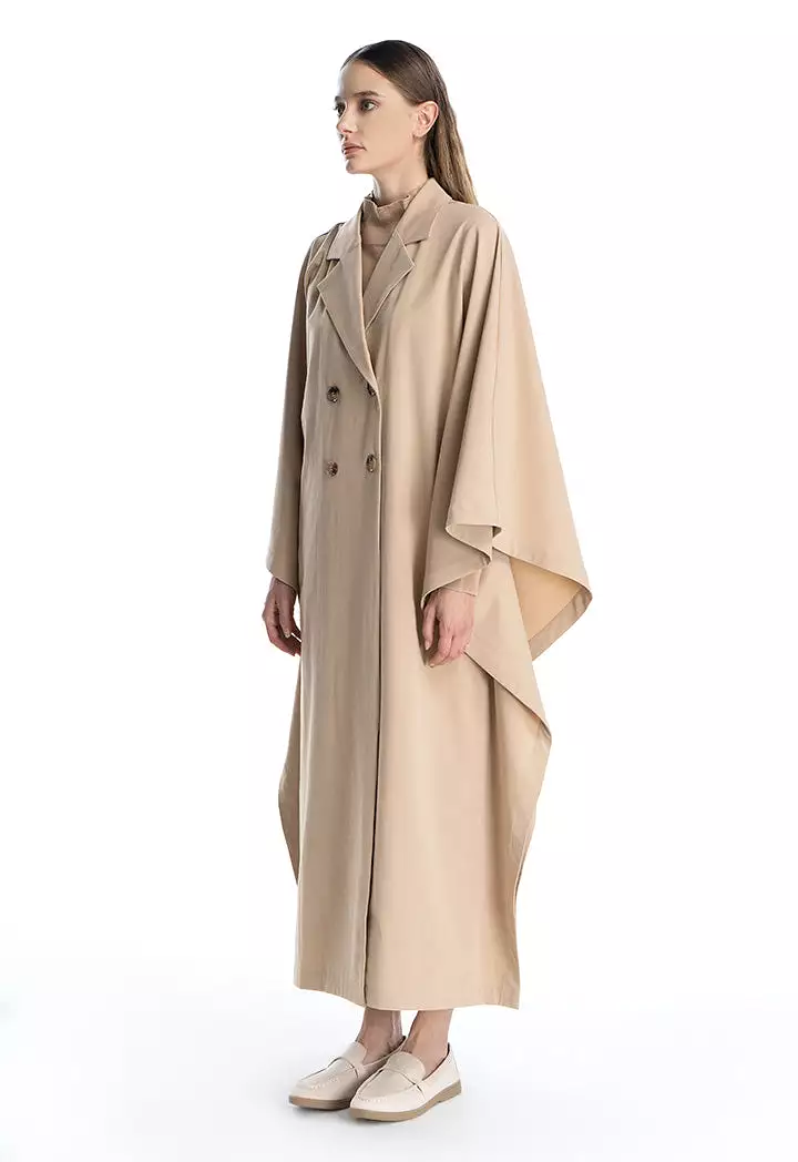 Oversized Solid Trench Coat Maxi Dress