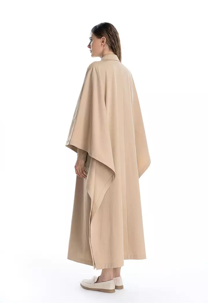 Oversized Solid Trench Coat Maxi Dress