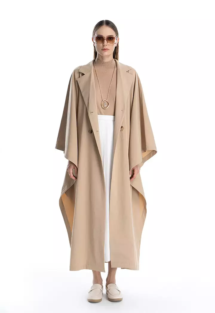 Oversized Solid Trench Coat Maxi Dress