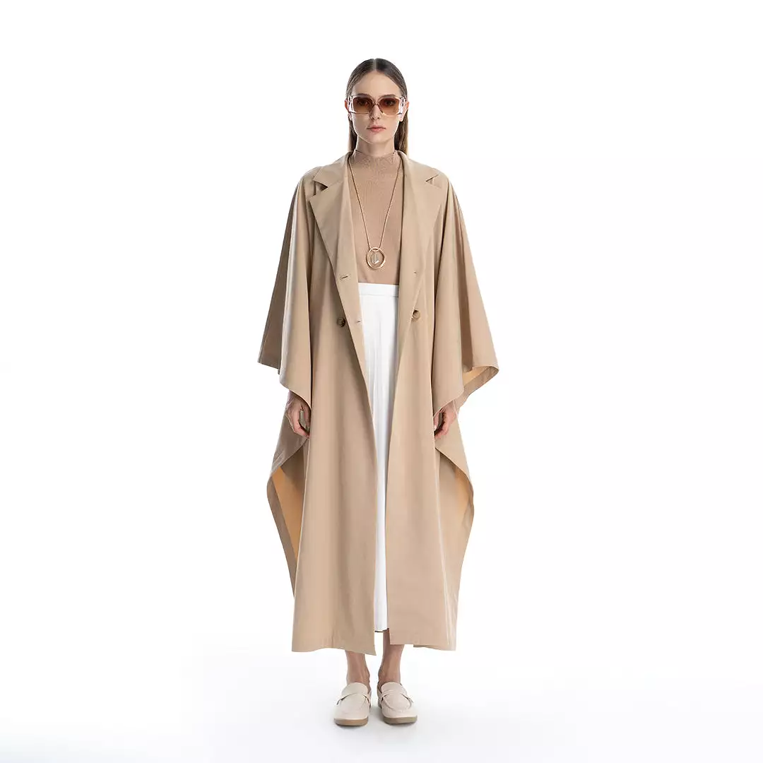 Oversized Solid Trench Coat Maxi Dress