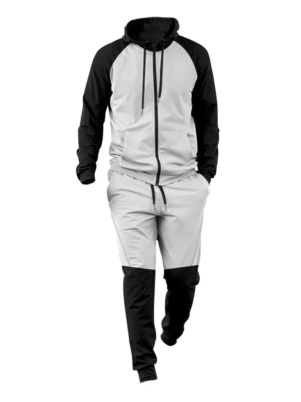 Patchwork Hooded Sweatshirt Men Tracksuit