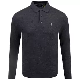 Polo Golf Wool Polo Collar Sweater Dark Granite Heather - AW23