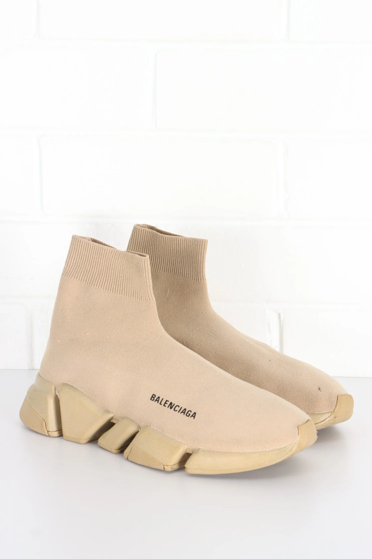 REPLICA Balenciaga Beige 'Speed' Knit Sock Trainer (8)