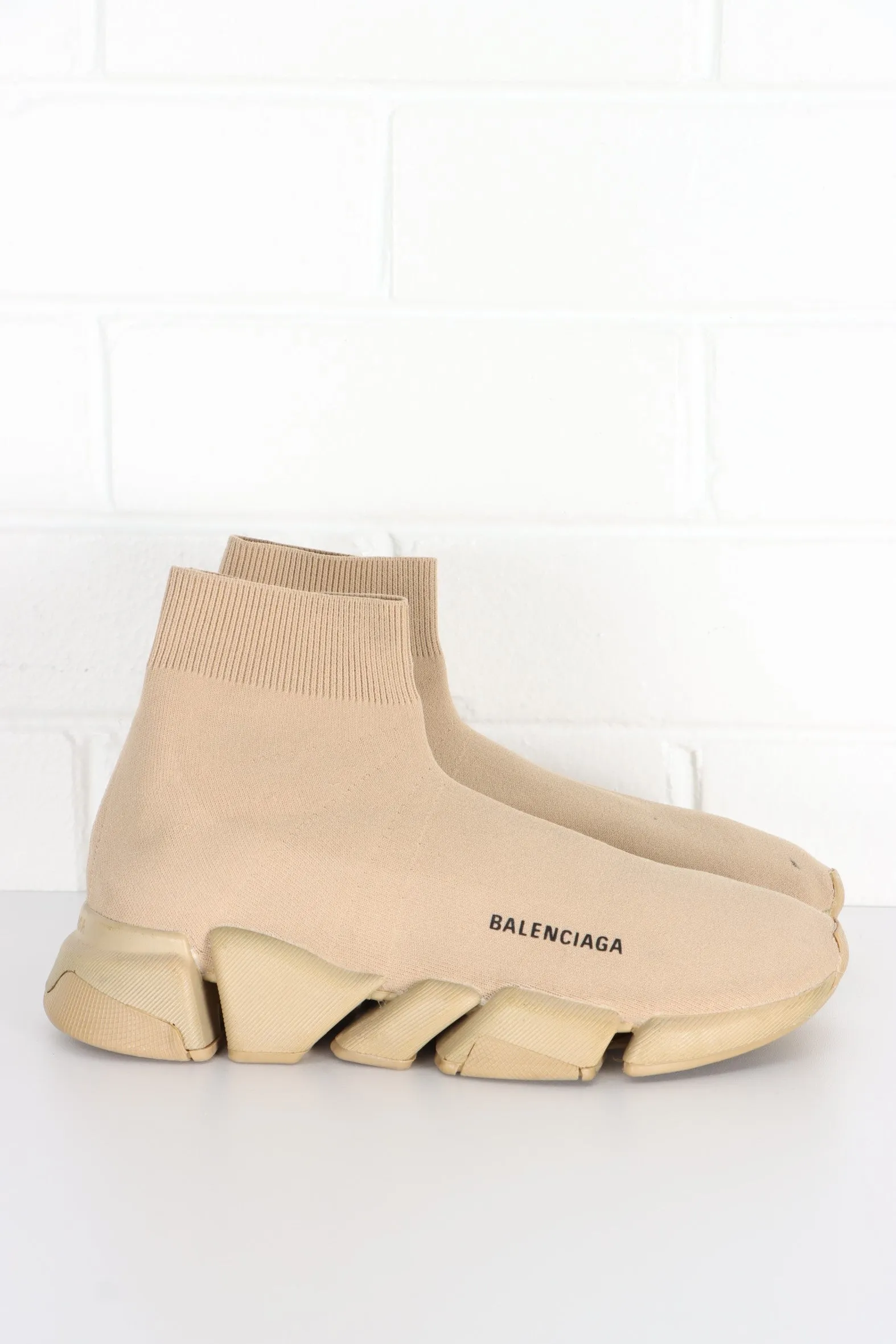 REPLICA Balenciaga Beige 'Speed' Knit Sock Trainer (8)