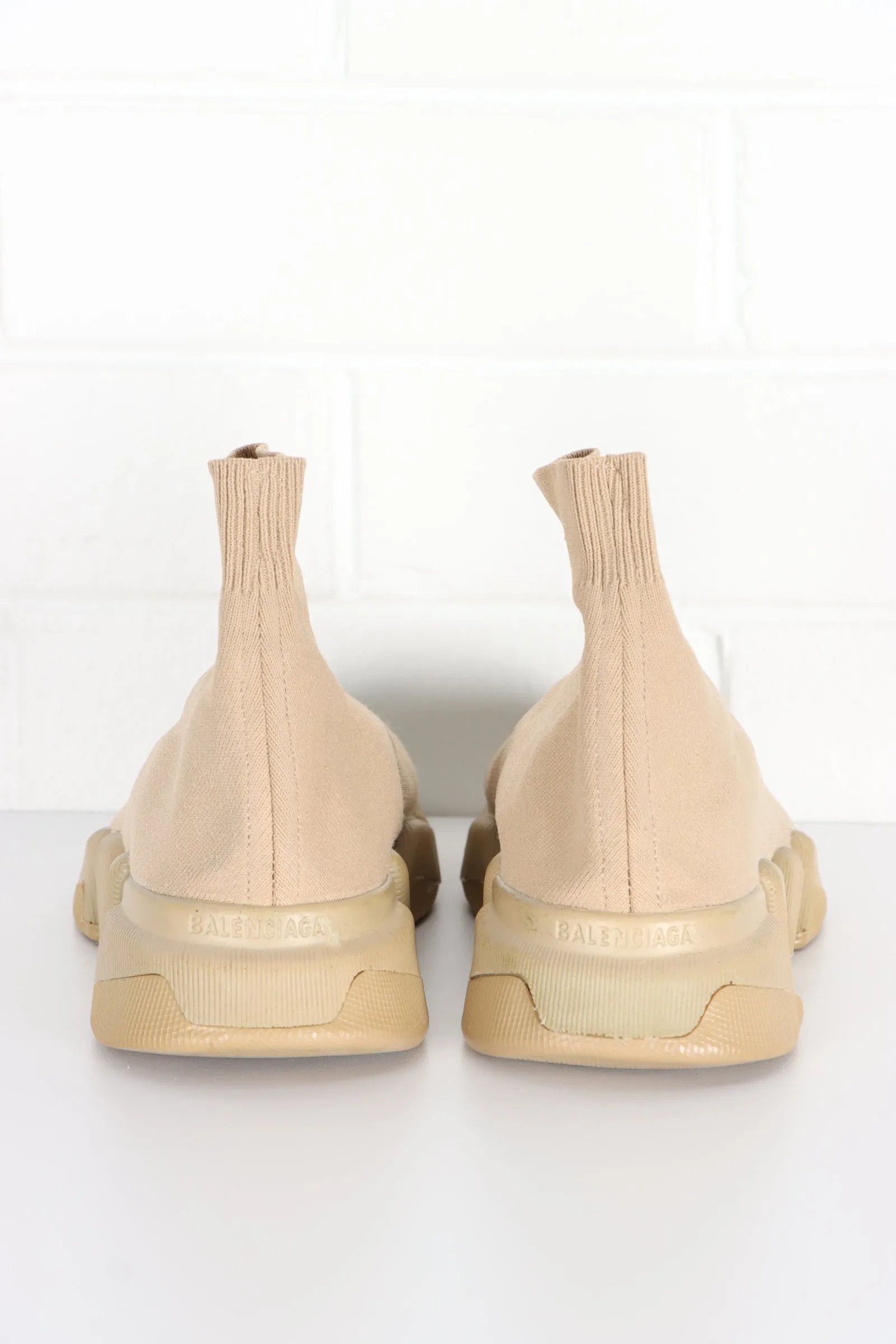 REPLICA Balenciaga Beige 'Speed' Knit Sock Trainer (8)