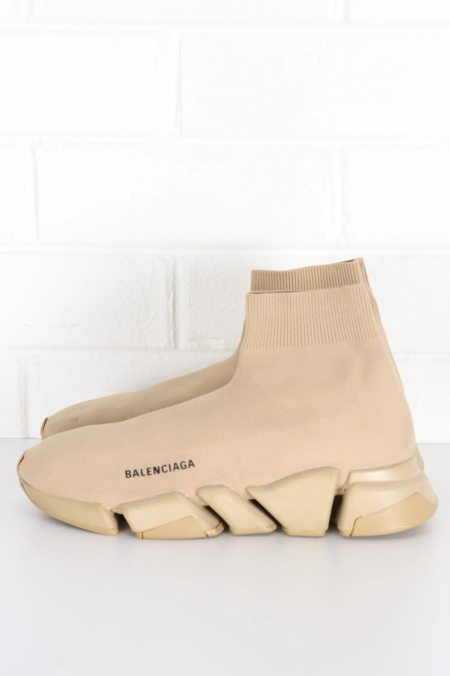 REPLICA Balenciaga Beige 'Speed' Knit Sock Trainer (8)