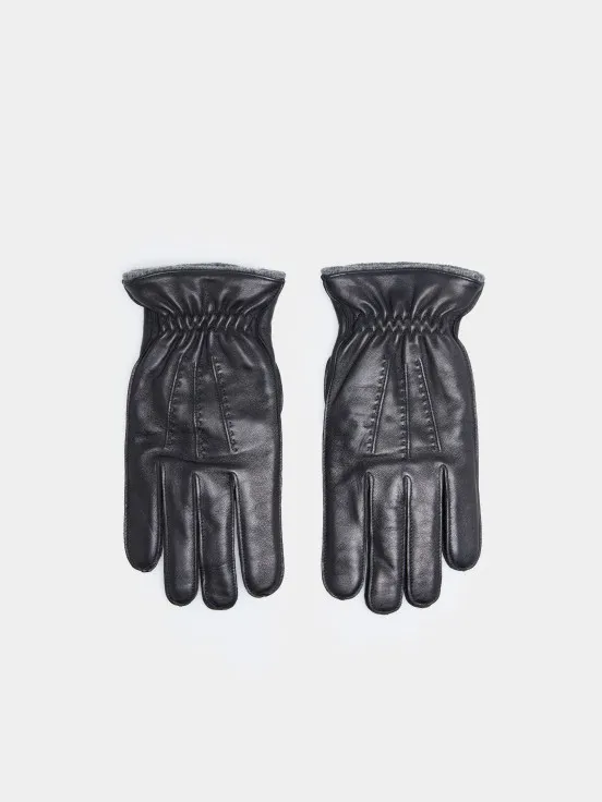 Ribbed leather gloves