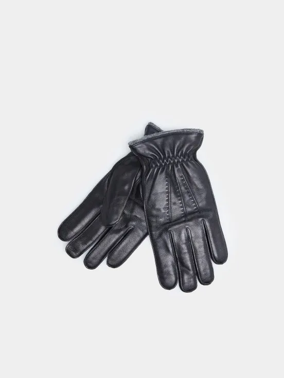 Ribbed leather gloves