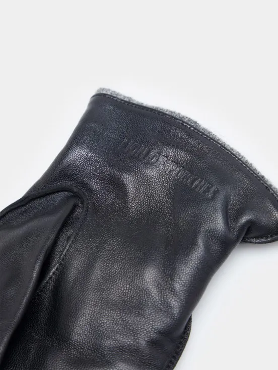 Ribbed leather gloves