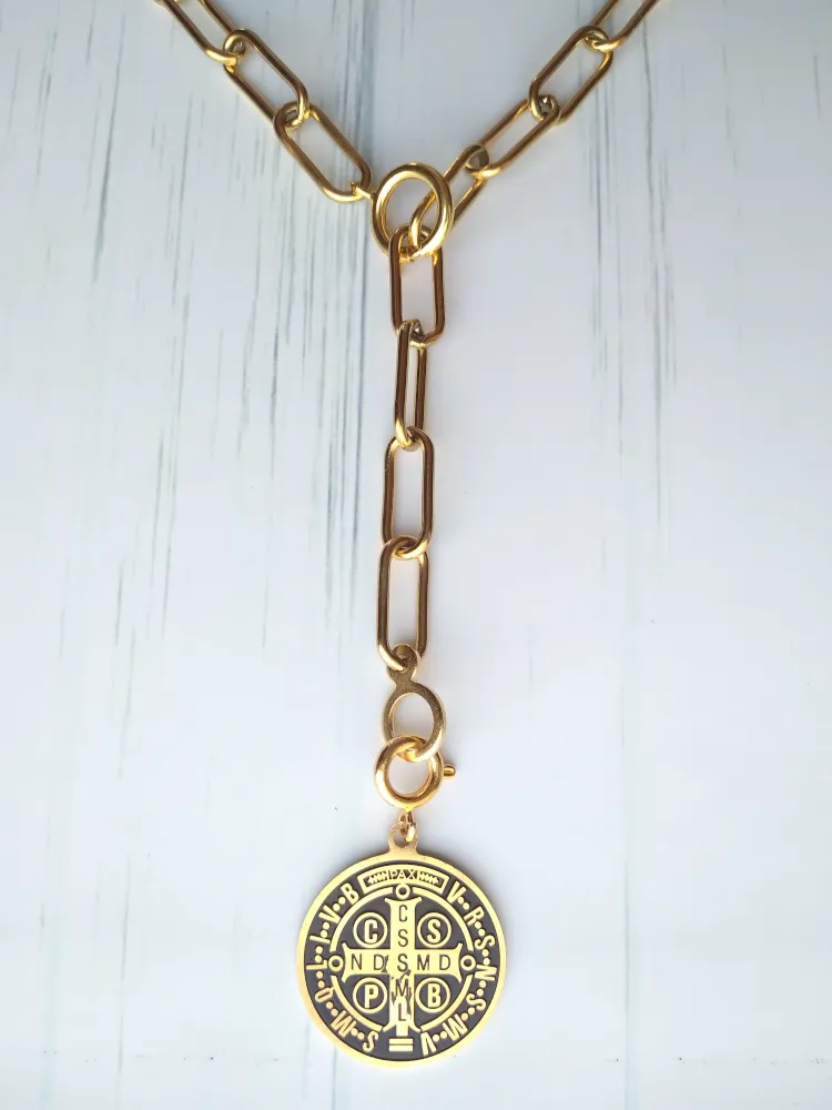 Saint Benedict Black Enamel Layering Necklace