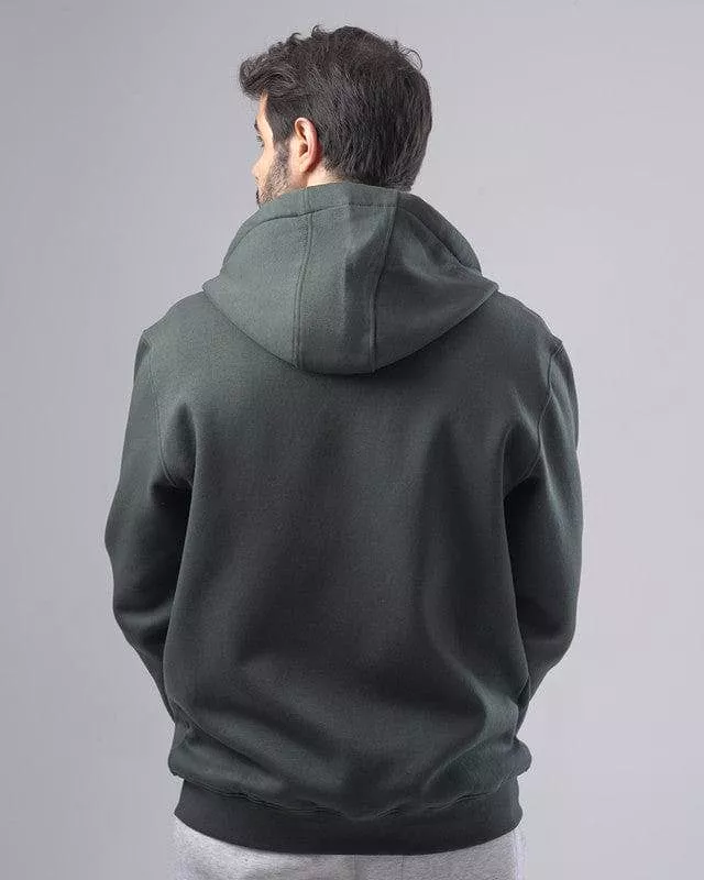 SLIM-FIT ZIP-THROUGH HOODIE - DARK OLIVE