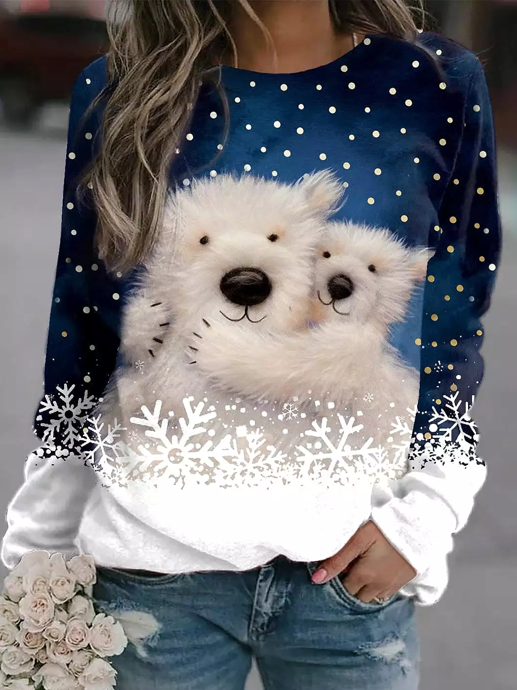 Snowflake Graphic Women's Christmas Sweatshirt Pullover