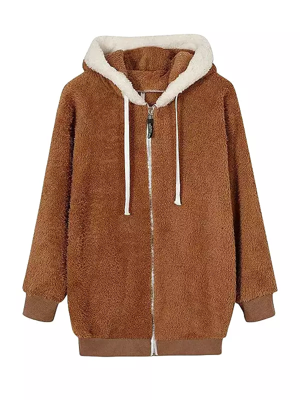 Stay Cozy in Style with Women's Sherpa Fleece Zip Hoodie Sweatshirt