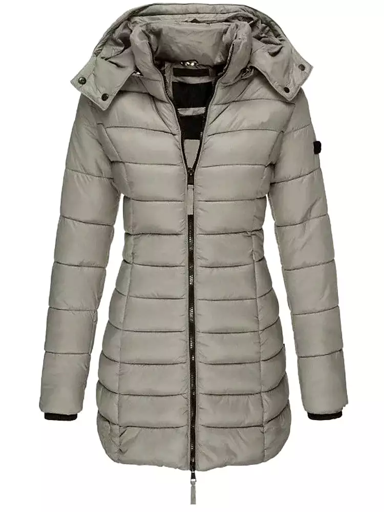 Stylish and Cozy Women's Mid-Length Quilted Puffer Coat with Windproof Features