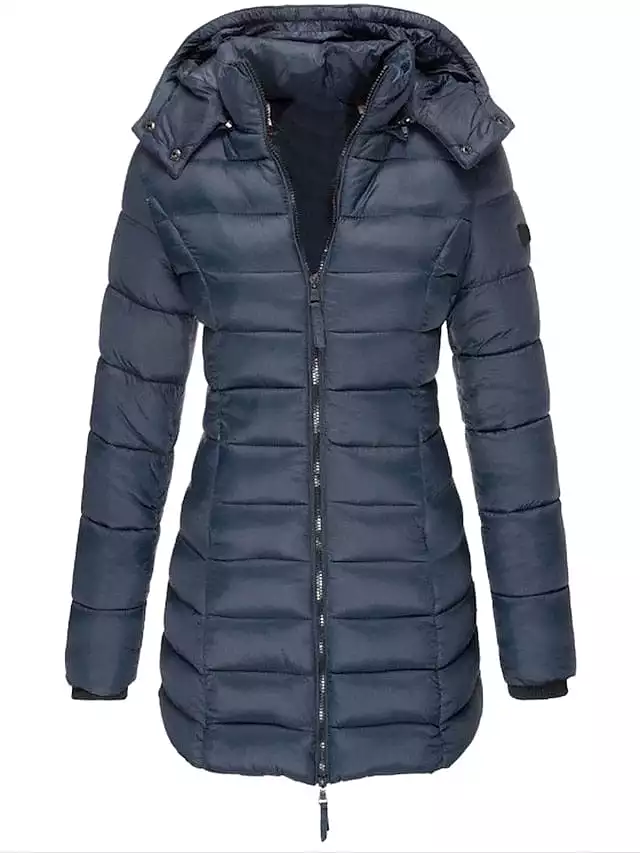 Stylish and Cozy Women's Mid-Length Quilted Puffer Coat with Windproof Features