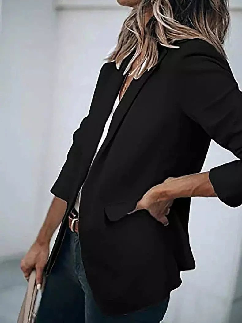 Stylish Women's Open Front Long Sleeve Blazer Coat for Work and Office