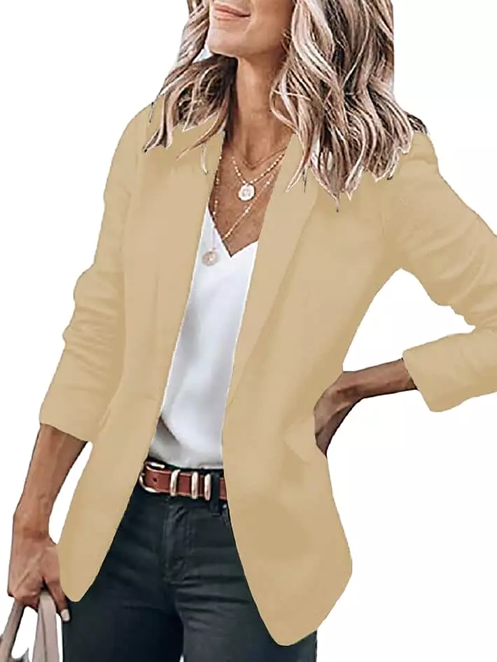 Stylish Women's Open Front Long Sleeve Blazer Coat for Work and Office