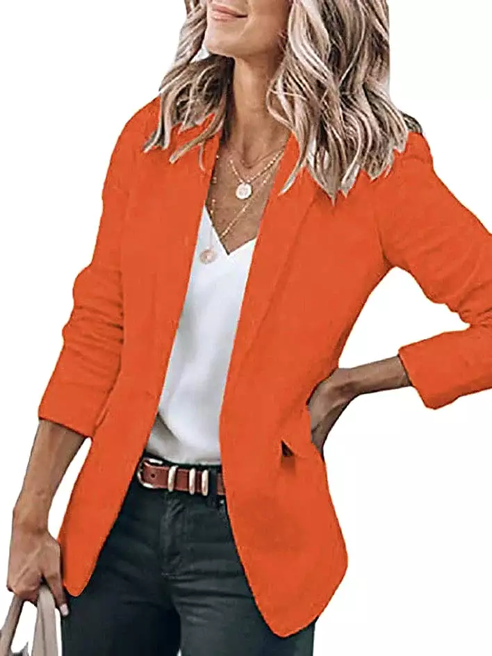 Stylish Women's Open Front Long Sleeve Blazer Coat for Work and Office