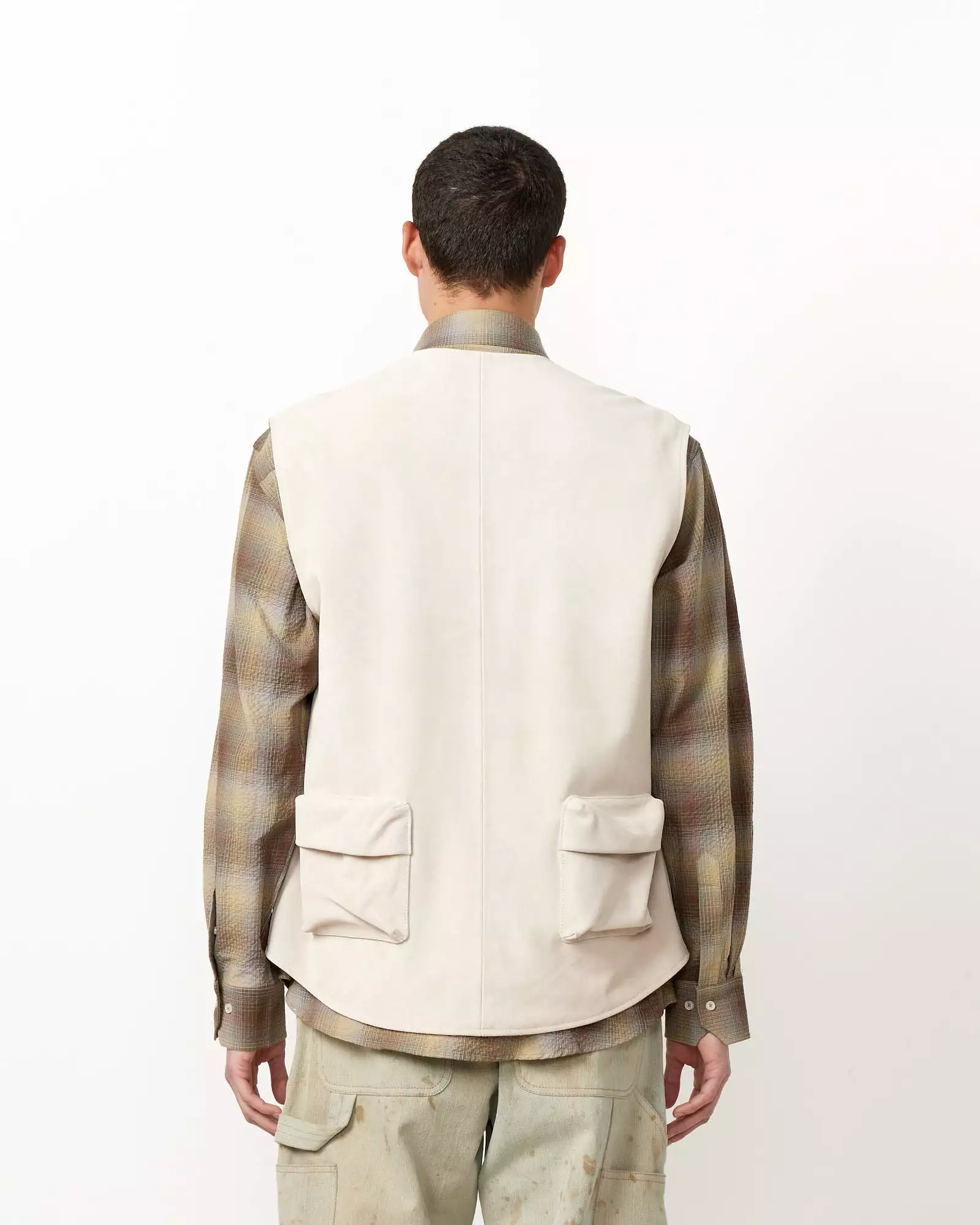 Suede Multipocket Vest in Grey